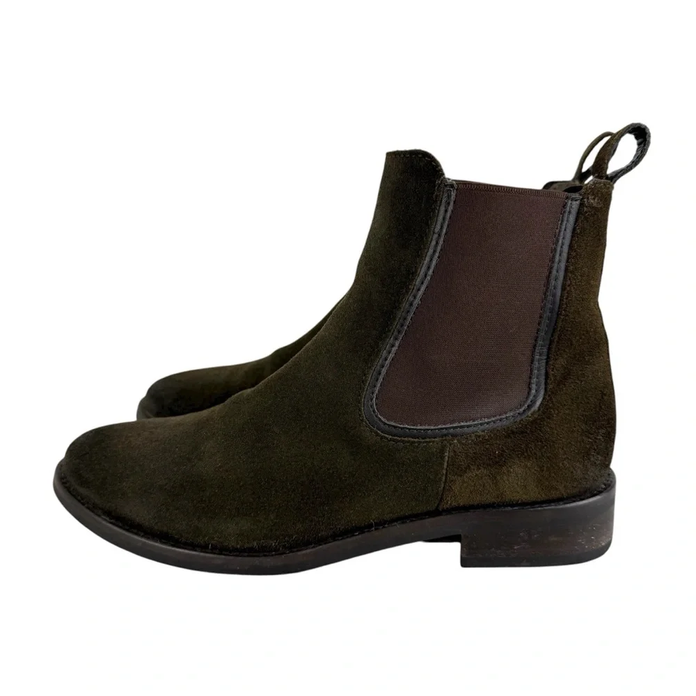 Thursday Duchess Chelsea Boots Dark Olive Suede Sz 7